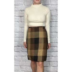 Vintage 90s Liz Claiborne Preppy Plaid Mini Pencil Skirt